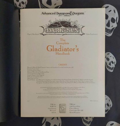 advanced dungeons & dragons 2nd edition cgr2 complete gladiator's handbook. as is (1993)